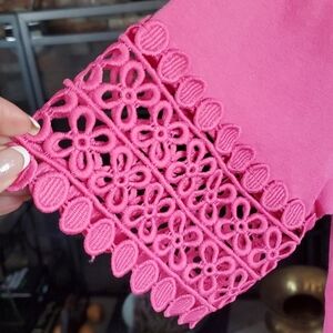 Floral lace trimmed cotton blend tshirt